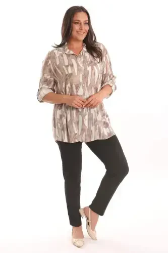 Trend42plus Plus Size Mink Digital Printed Patterned Shirt - 3