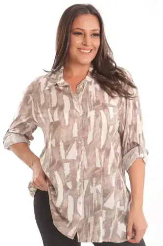 Trend42plus Plus Size Mink Digital Printed Patterned Shirt - 4