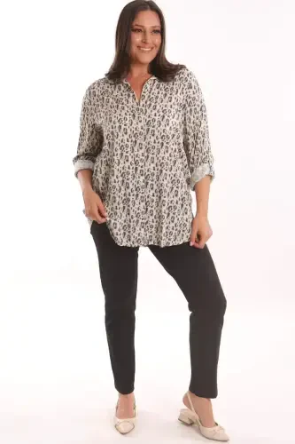 Trend42plus Plus Size Navy Leopard Print Digital Printed Shirt - BÜYÜKBEDENIZ (1)