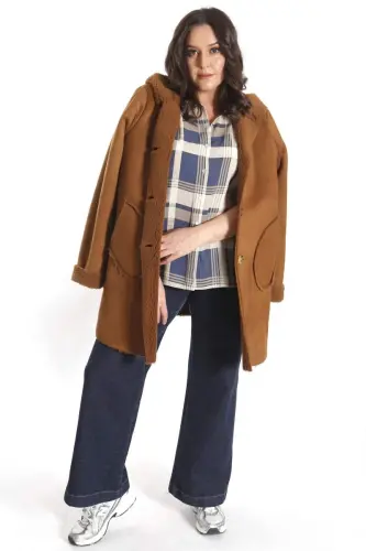 Trend42plus Plus Size Plaid Patterned Indigo Shirt - 4