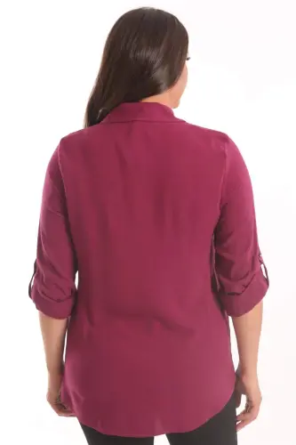 Trend42plus Plus Size Plum Stone Printed Woven Shirt - 5