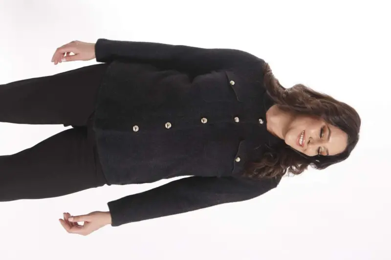 Trend42plus Plus Size Pocket Detailed Tricot Black Jacket - 6