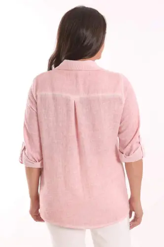 Trend42plus Plus Size Powder Stone Printed Batik Shirt - 4