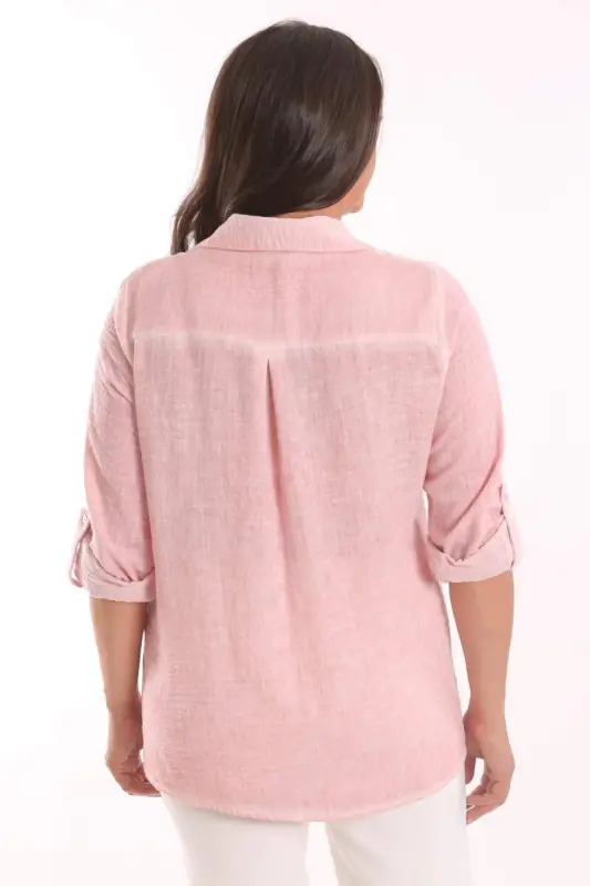 Trend42plus Plus Size Powder Stone Printed Batik Shirt - 4