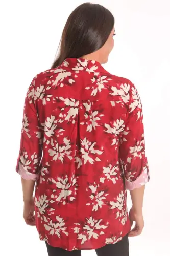 Trend42plus Plus Size Red Patterned Viscose Shirt - 6