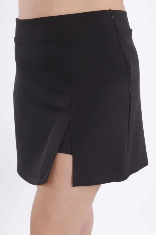 Trend42plus Plus Size Relaxed Fit Black Skort - 1
