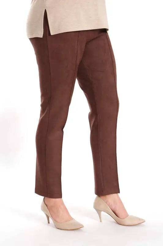Trend42plus Plus Size Seam Detailed Brown Pants - 4