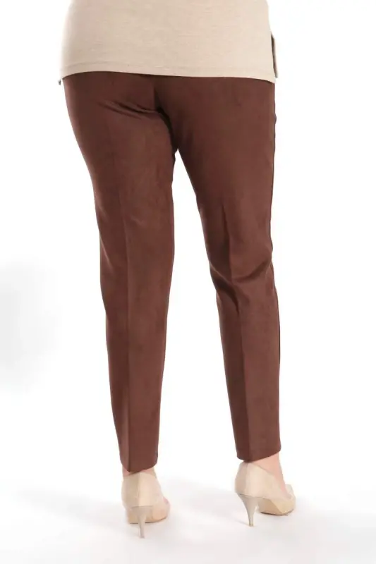 Trend42plus Plus Size Seam Detailed Brown Pants - 5