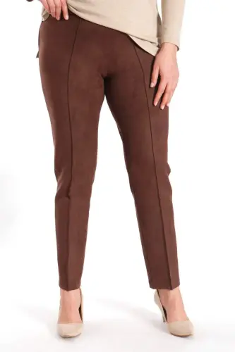 Trend42plus Plus Size Seam Detailed Brown Pants - 6