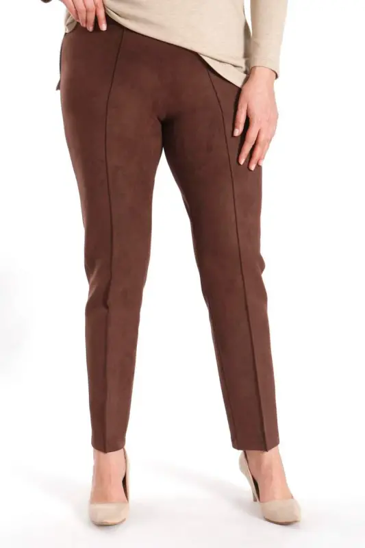 Trend42plus Plus Size Seam Detailed Brown Pants - 6