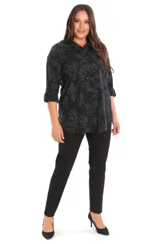 Trend42plus Plus Size Self-Patterned Black Shirt - 6