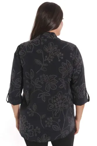 Trend42plus Plus Size Self-Patterned Black Shirt - 7