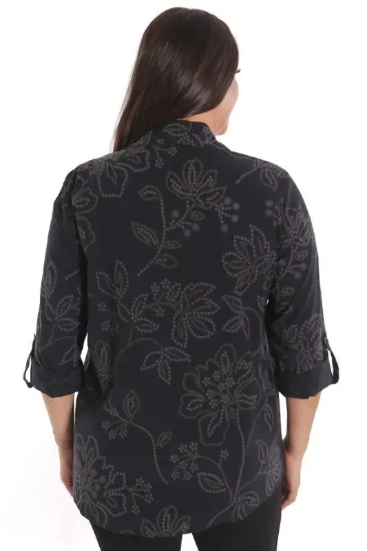 Trend42plus Plus Size Self-Patterned Black Shirt - 7