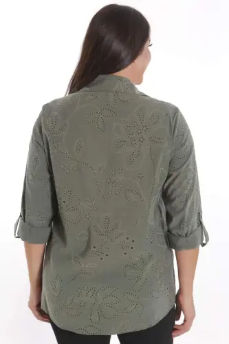 Trend42plus Plus Size Self-Patterned Green Shirt - 6