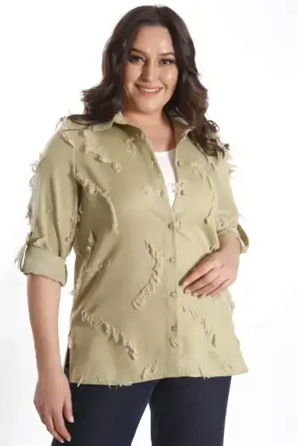 Trend42plus Plus Size Self-Patterned Green Shirt - 1