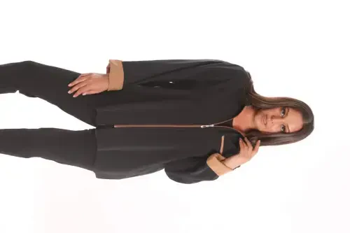 Trend42plus Plus Size Zippered Plus Size Black Trench Coat - 3