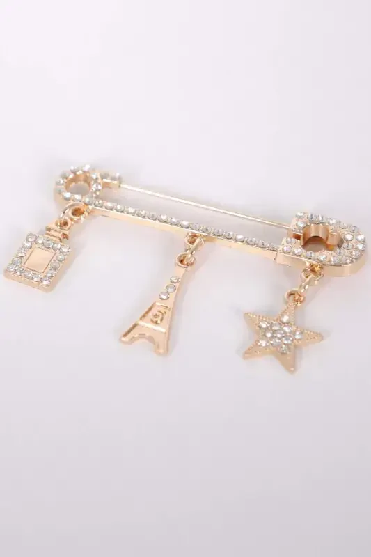 Trend42plus Scottish Needle Crystal Stone Detailed Brooch - 3