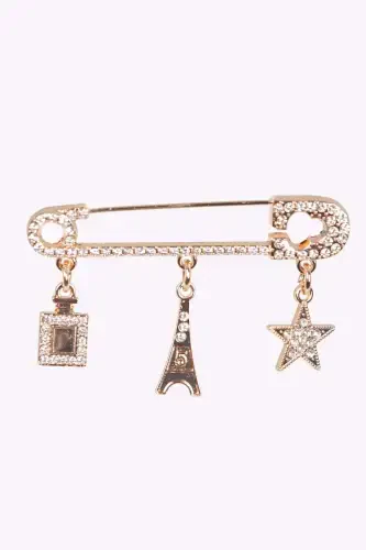 Trend42plus Scottish Needle Crystal Stone Detailed Brooch - 7