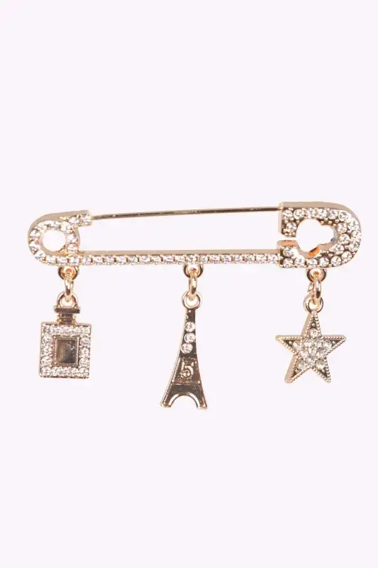 Trend42plus Scottish Needle Crystal Stone Detailed Brooch - 7