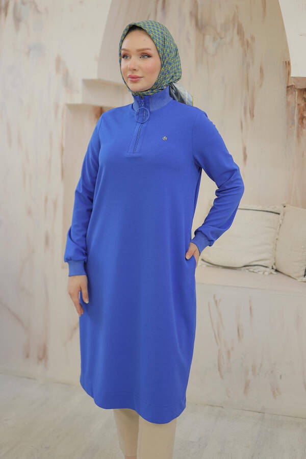 Trendli halqali fermuar va baland bo'yinli tunik 24KT436 - 3