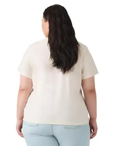 Трендовая хлопковая футболка большого размера Perfect Logo - Pl Levis Denim Boots Egret - 4