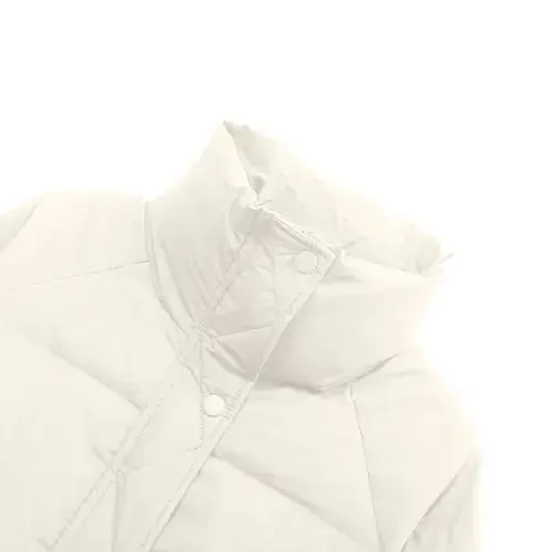 TrendVibe365 Puffer Coat Women Crop Top White Long Sleeve Down Jacket Turtleneck Waist Length Winter Coats Midweight Warm Outerwear Solid Thick Coat Zip Winter Clothes with Pockets 2023 Outfits - 5
