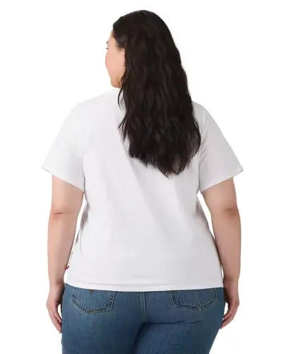 Trendy Plus Size Perfect Logo Cotton T-Shirt - Pl Serif Stud Outline Bright White - 4