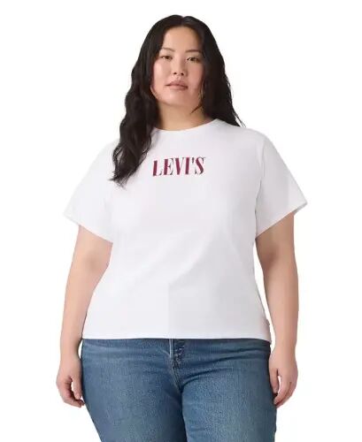 Trendy Plus Size Perfect Logo Cotton T-Shirt - Pl Serif Stud Outline Bright White 