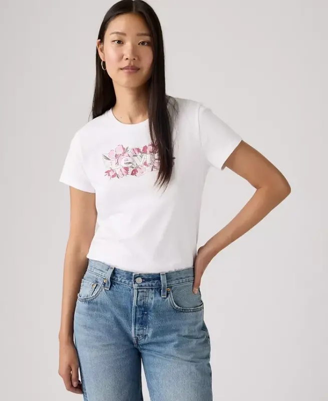 Trendy Plus Size Perfect Logo Cotton T-Shirt - Plus Blake Brushstroke Black White Fill Bright White - 5