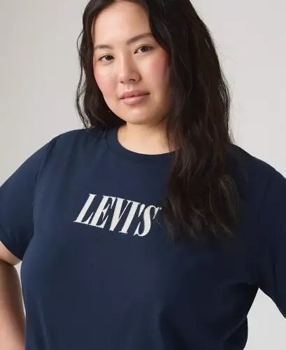 Trendy Plus Size Perfect Logo Cotton T-Shirt - Pl Serif Stud Outline Navy Blazer - LEVI'S (1)