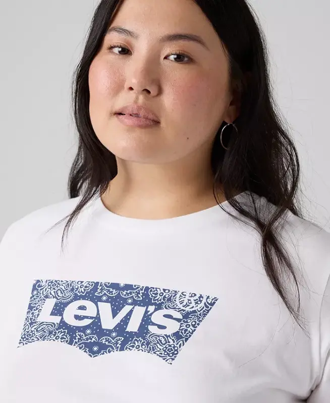 Trendy Plus Size Perfect Logo Cotton T-Shirt - Bandana Bright White - 11