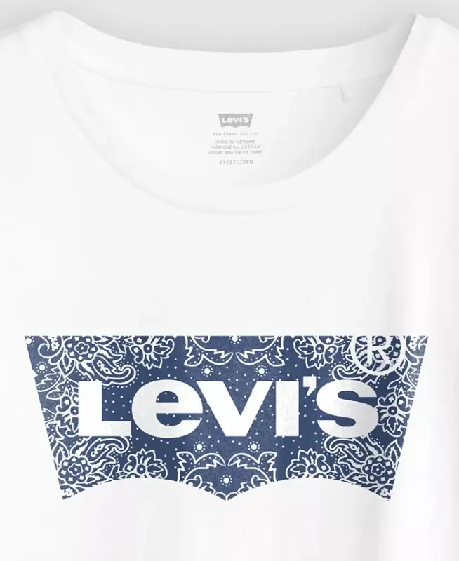 Trendy Plus Size Perfect Logo Cotton T-Shirt - Bandana Bright White - 12