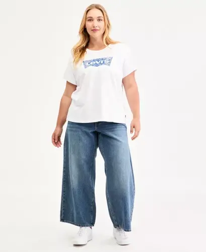 Trendy Plus Size Perfect Logo Cotton T-Shirt - Bandana Bright White - 1