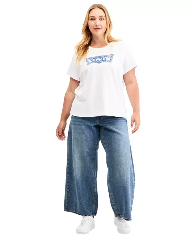Trendy Plus Size Perfect Logo Cotton T-Shirt - Bandana Bright White - 3