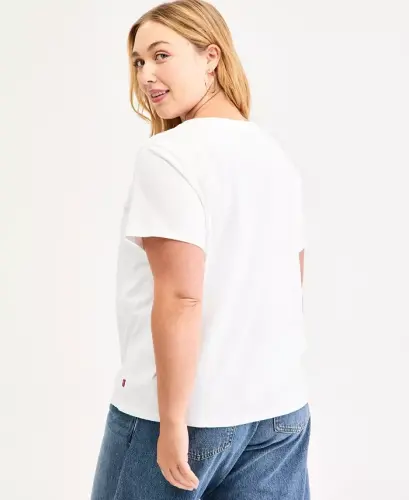 Trendy Plus Size Perfect Logo Cotton T-Shirt - Bandana Bright White - 4