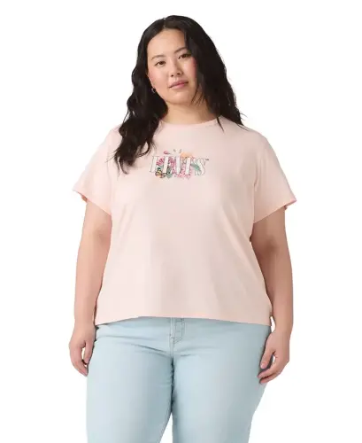 Trendy Plus Size Perfect Logo Cotton T-Shirt - Pl Botanical Rose Serif Mangano Calcite - LEVI'S (1)