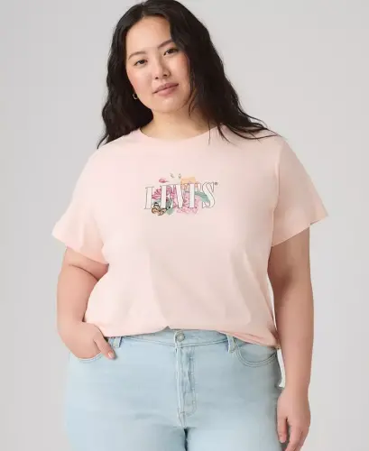 Trendy Plus Size Perfect Logo Cotton T-Shirt - Pl Botanical Rose Serif Mangano Calcite - 1