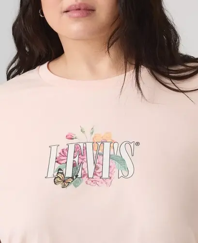 Trendy Plus Size Perfect Logo Cotton T-Shirt - Pl Botanical Rose Serif Mangano Calcite - 3