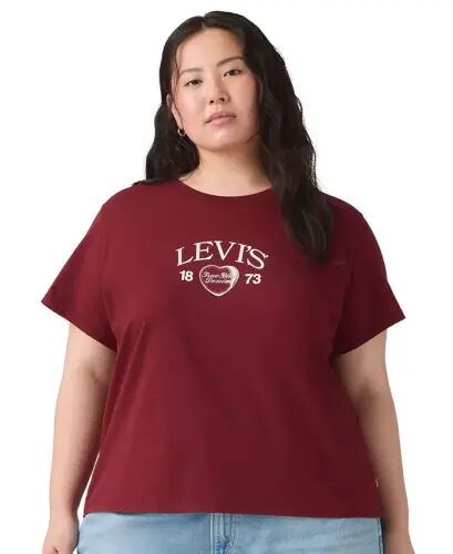Trendy Plus Size Perfect Logo Cotton T-Shirt - Pl Levis Locket Warm Cabernet - Levi's (1)