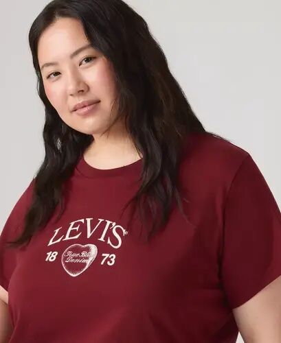 Trendy Plus Size Perfect Logo Cotton T-Shirt - Pl Levis Locket Warm Cabernet - 3