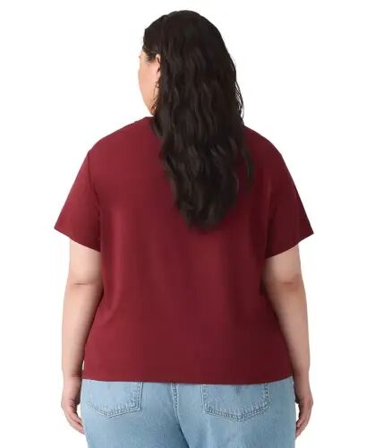 Trendy Plus Size Perfect Logo Cotton T-Shirt - Pl Levis Locket Warm Cabernet - 5