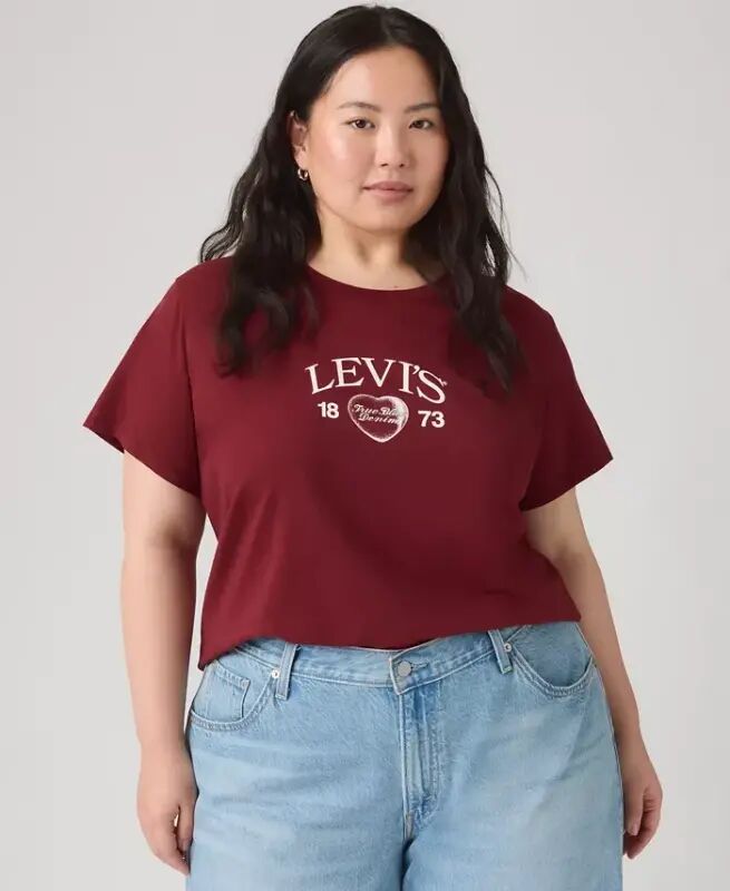 Trendy Plus Size Perfect Logo Cotton T-Shirt - Pl Levis Locket Warm Cabernet - Levi's