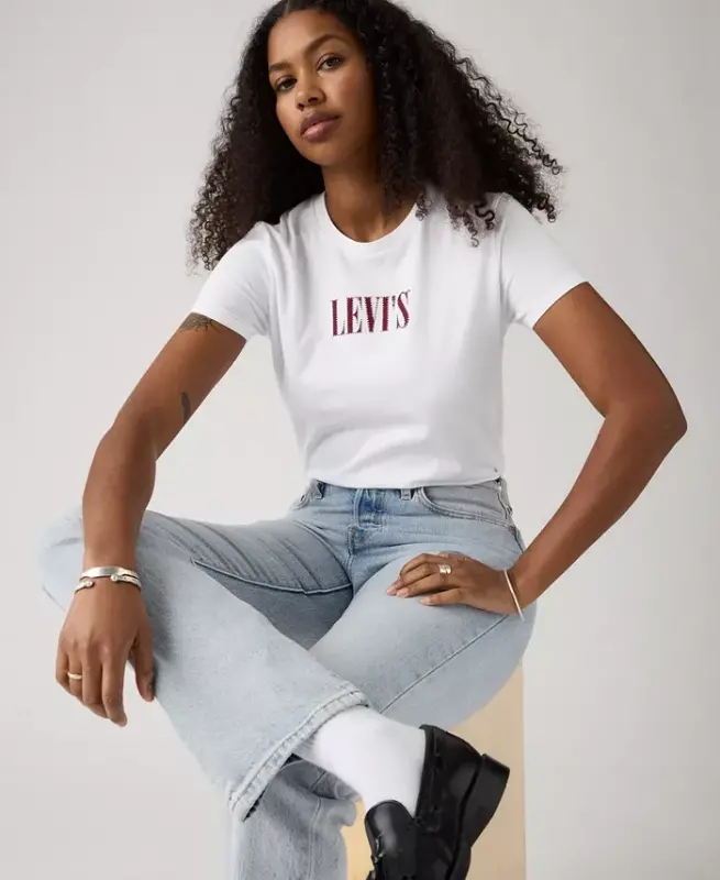 Trendy Plus Size Perfect Logo Cotton T-Shirt - Pl Serif Stud Outline Bright White - 3