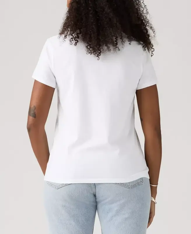 Trendy Plus Size Perfect Logo Cotton T-Shirt - Pl Serif Stud Outline Bright White - 4