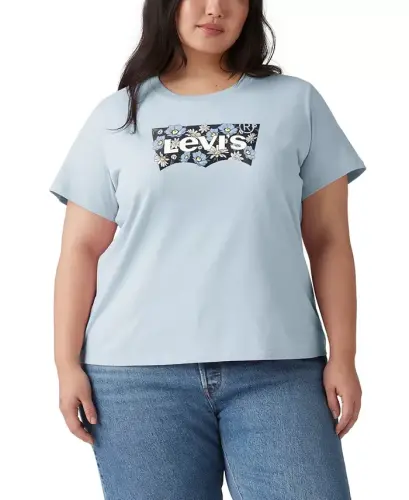 Trendy Plus Size Perfect Logo Cotton T-Shirt - Plus Bw Floral Fill Country Air 