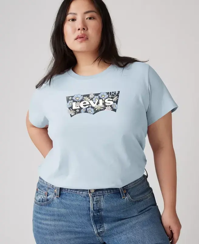 Trendy Plus Size Perfect Logo Cotton T-Shirt - Plus Bw Floral Fill Country Air - 2