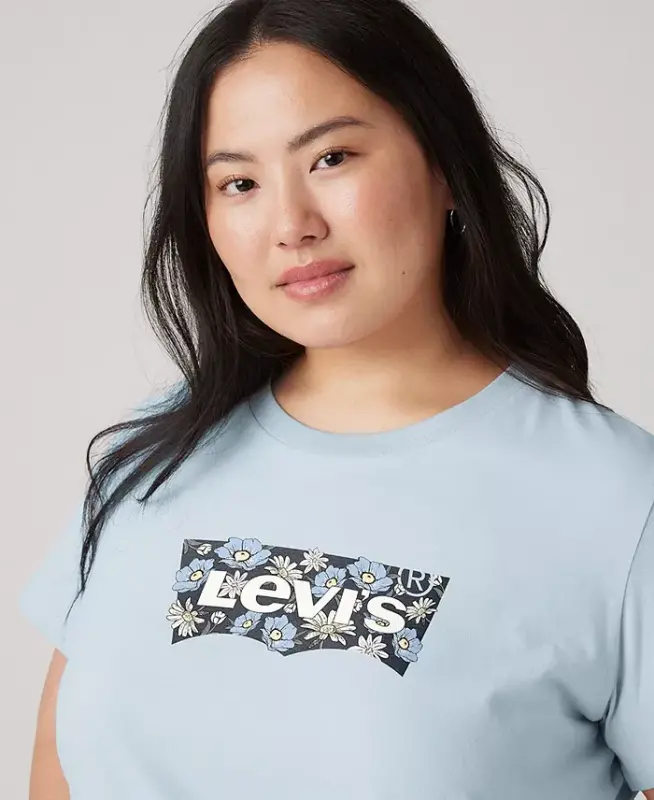 Trendy Plus Size Perfect Logo Cotton T-Shirt - Plus Bw Floral Fill Country Air - 3