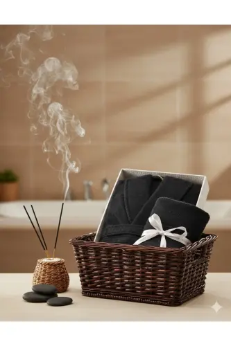 Trendy Shawl Bathrobe Head Towel Black - ÖZDILEK (1)