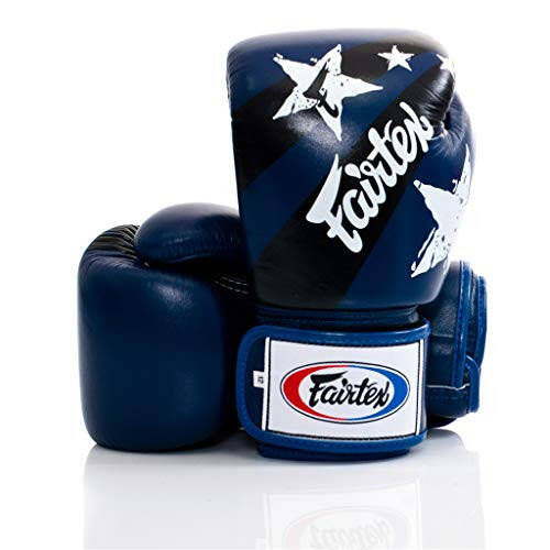 Тренировочные спарринговые перчатки Fairtex в стиле муай-тай, 16 унций, синие/черные - 2