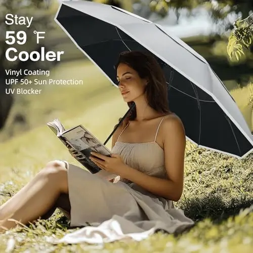 Trenovo Windproof Trave Inverted Umbrella With Reflective Stripe, Reverse Compact Umbrellas for Rain, Portable Large Folding Sun UV Automatic Upside Down Umbrella for Car Backpack - 5